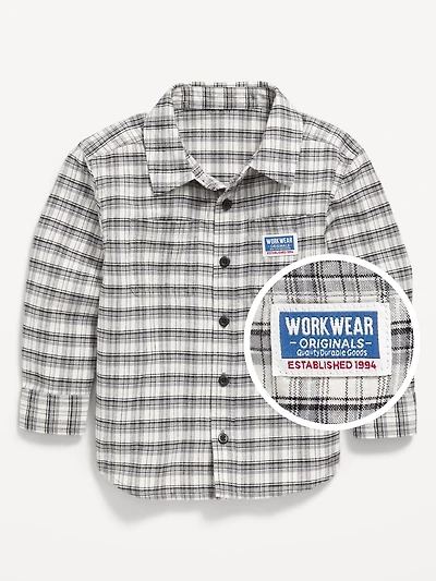 Plaid Flannel Pocket Shirt for Toddler Boys