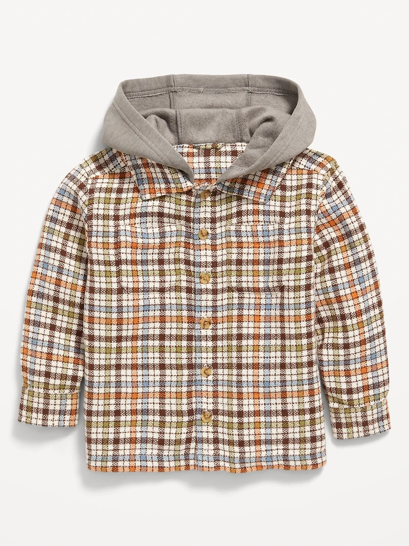 Button-Front Hooded Shirt for Toddler Boys