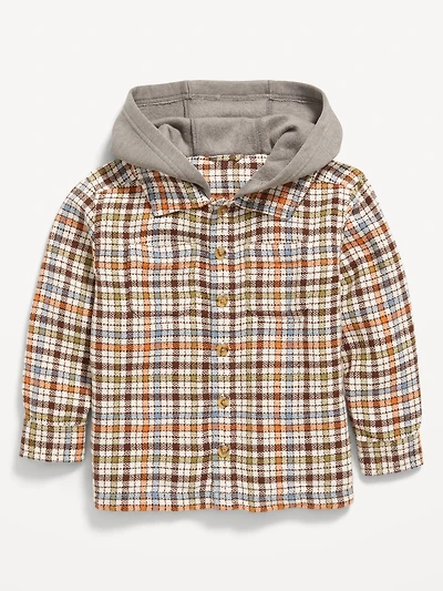 Button-Front Hooded Shirt for Toddler Boys