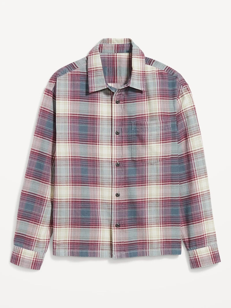 Cropped Plaid Flannel Shirt