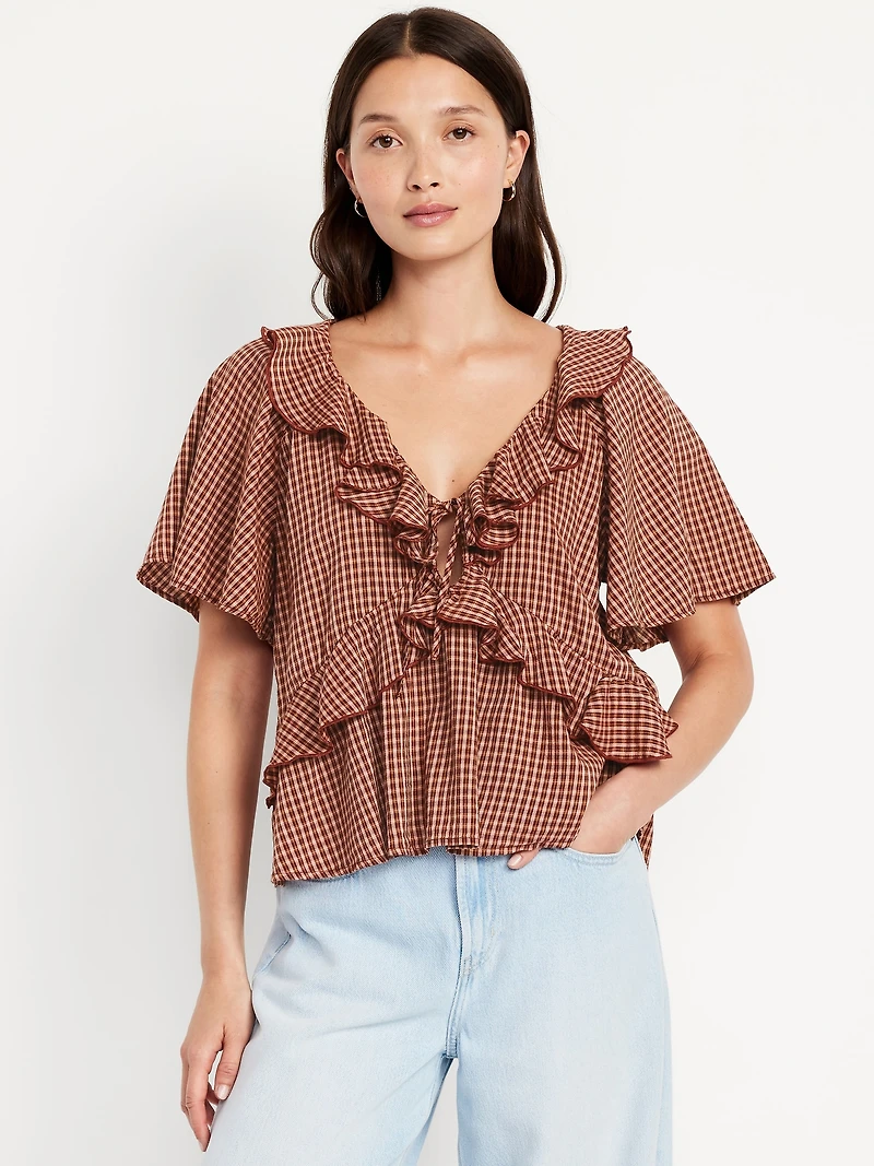 Ruffle V-Neck Top
