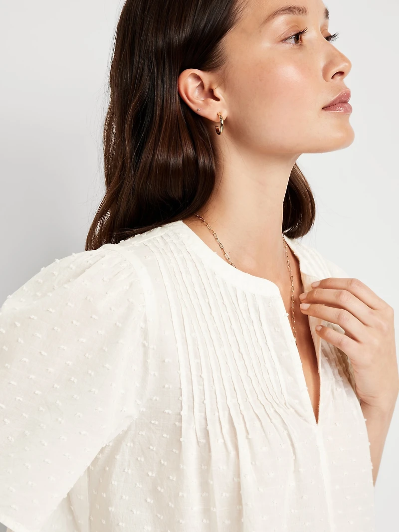 Flutter-Sleeve Swiss Dot Top