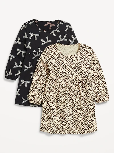 Long-Sleeve Fit and Flare Dress 2-Pack for Toddler Girls