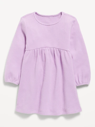 Long-Sleeve Waffle-Knit Dress for Toddler Girls