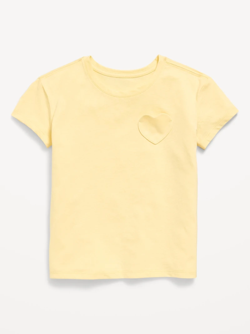 Softest Short-Sleeve Heart-Pocket T-Shirt for Girls
