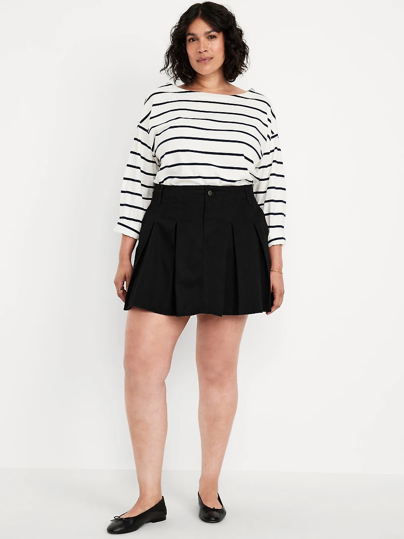 High-Waisted Pleated Mini Skirt