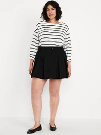 High-Waisted Pleated Mini Skirt