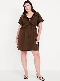 Satin Ruffle Mini Dress