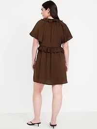 Satin Ruffle Mini Dress