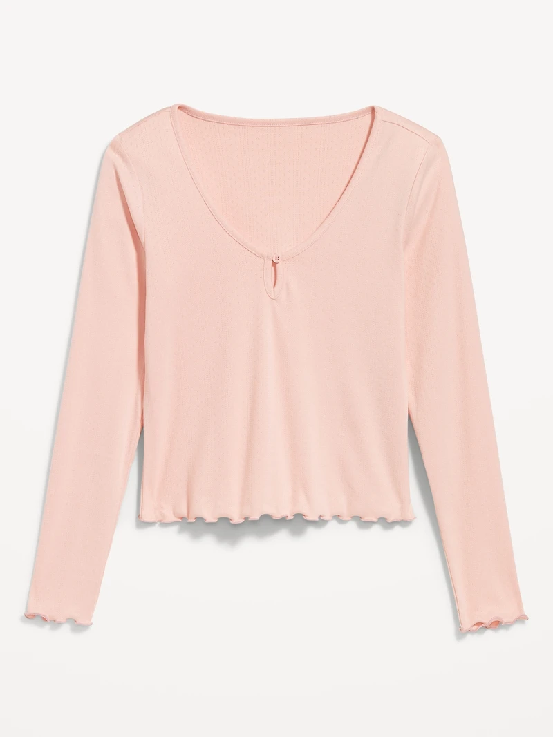 Cozy Lettuce-Edge Pajama Top