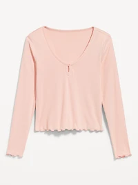 Cozy Lettuce-Edge Pajama Top