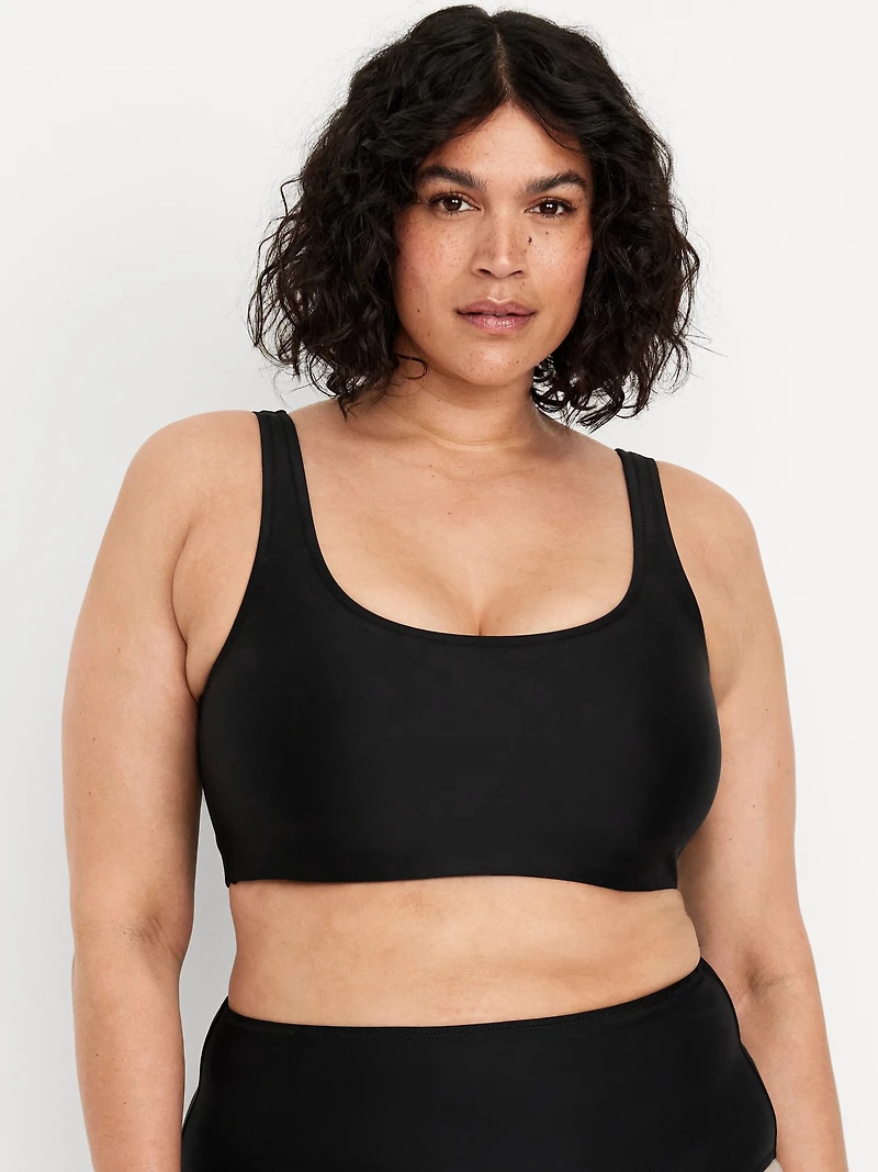 Matte Scoop-Neck Bikini Swim Top
