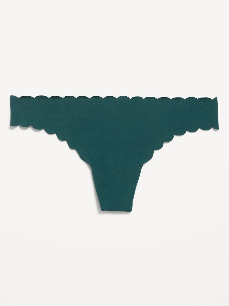 Low-Rise No-Show Scalloped Thong Underwear
