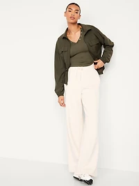 Exhale Seamless Cropped Henley Top