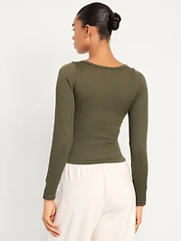 Exhale Seamless Cropped Henley Top