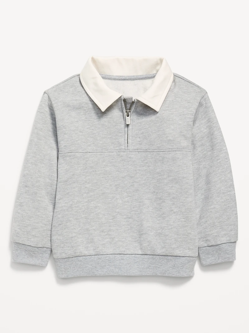 Oversized Unisex Collared Quarter-Zip Sweatshirt for Toddler
