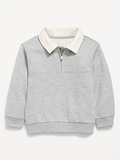 Oversized Unisex Collared Quarter-Zip Sweatshirt for Toddler