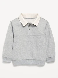 Oversized Unisex Collared Quarter-Zip Sweatshirt for Toddler