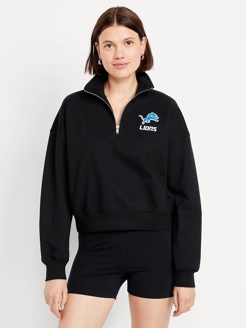 Detroit Lions Oversized Half-Zip Sweatshirt