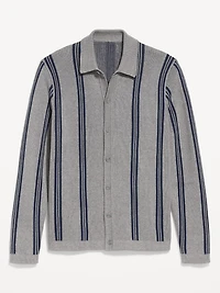 Striped Button-Front Cardigan Sweater