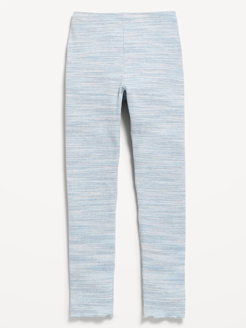 High-Waisted Ribbed Lettuce-Edge Leggings for Girls