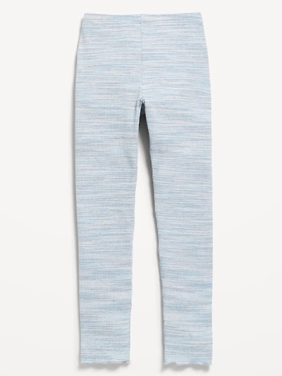 High-Waisted Ribbed Lettuce-Edge Leggings for Girls