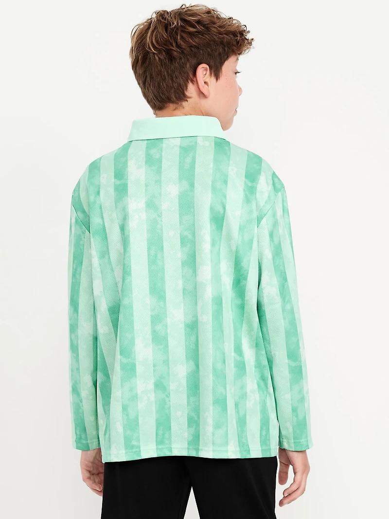 Oversized Long-Sleeve Collared Soccer Top for Boys