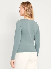 Fitted Double-Layer Scoop-Neck Top