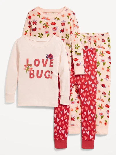 Snug-Fit Printed Pajama 4-Piece for Toddler & Baby