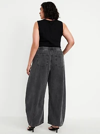 High-Waisted Pull-On Barrel Jeans