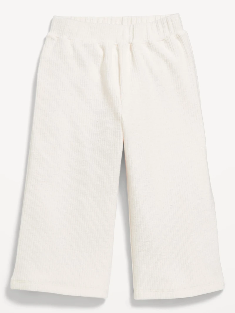 Cozy Ribbed Wide-Leg Cropped Pants for Toddler Girls