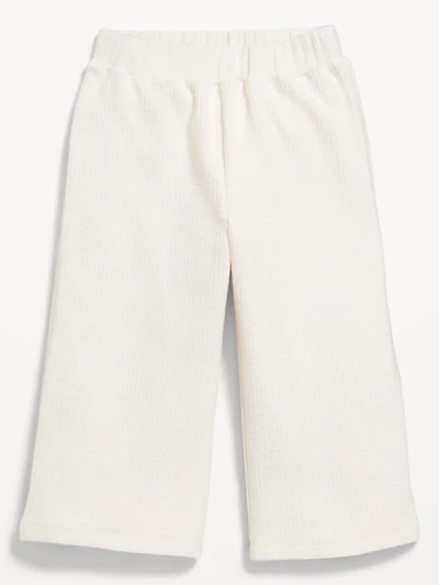 Cozy Ribbed Wide-Leg Cropped Pants for Toddler Girls