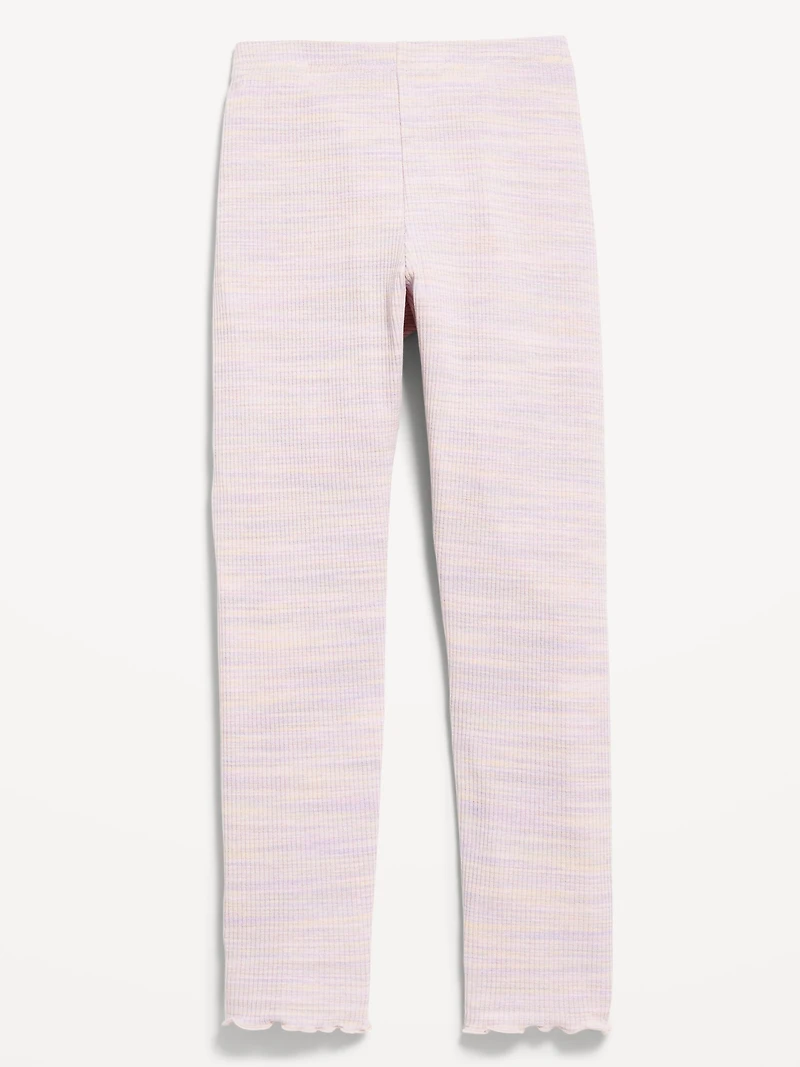 High-Waisted Ribbed Lettuce-Edge Leggings for Girls