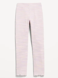 High-Waisted Ribbed Lettuce-Edge Leggings for Girls