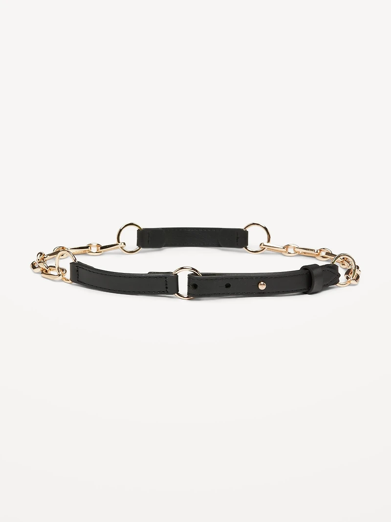 Faux Leather Chain Belt for Women