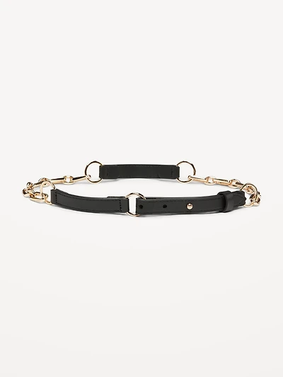 Faux Leather Chain Belt for Women