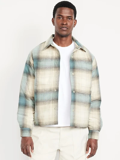 Insulated Cropped Flannel Shacket