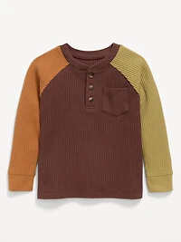Long-Sleeve Henley Waffle-Knit Pocket T-Shirt for Toddler Boys