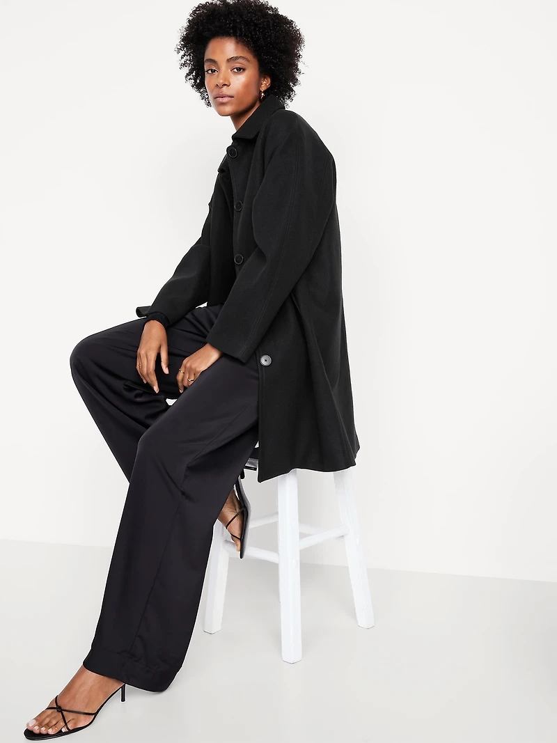 Relaxed Button-Front Mac Coat