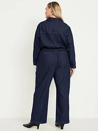 Long-Sleeve Denim Jumpsuit