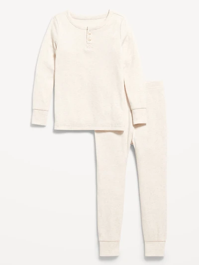 Snug-Fit Ribbed Henley Pajama Set for Toddler & Baby