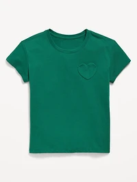 Softest Short-Sleeve Heart-Pocket T-Shirt for Girls