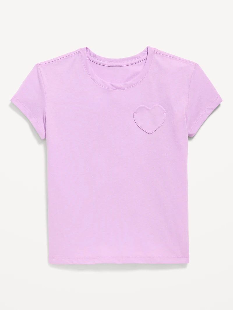 Softest Short-Sleeve Heart-Pocket T-Shirt for Girls