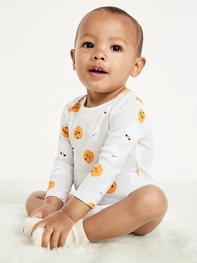 Printed Unisex Long-Sleeve Bodysuit for Baby