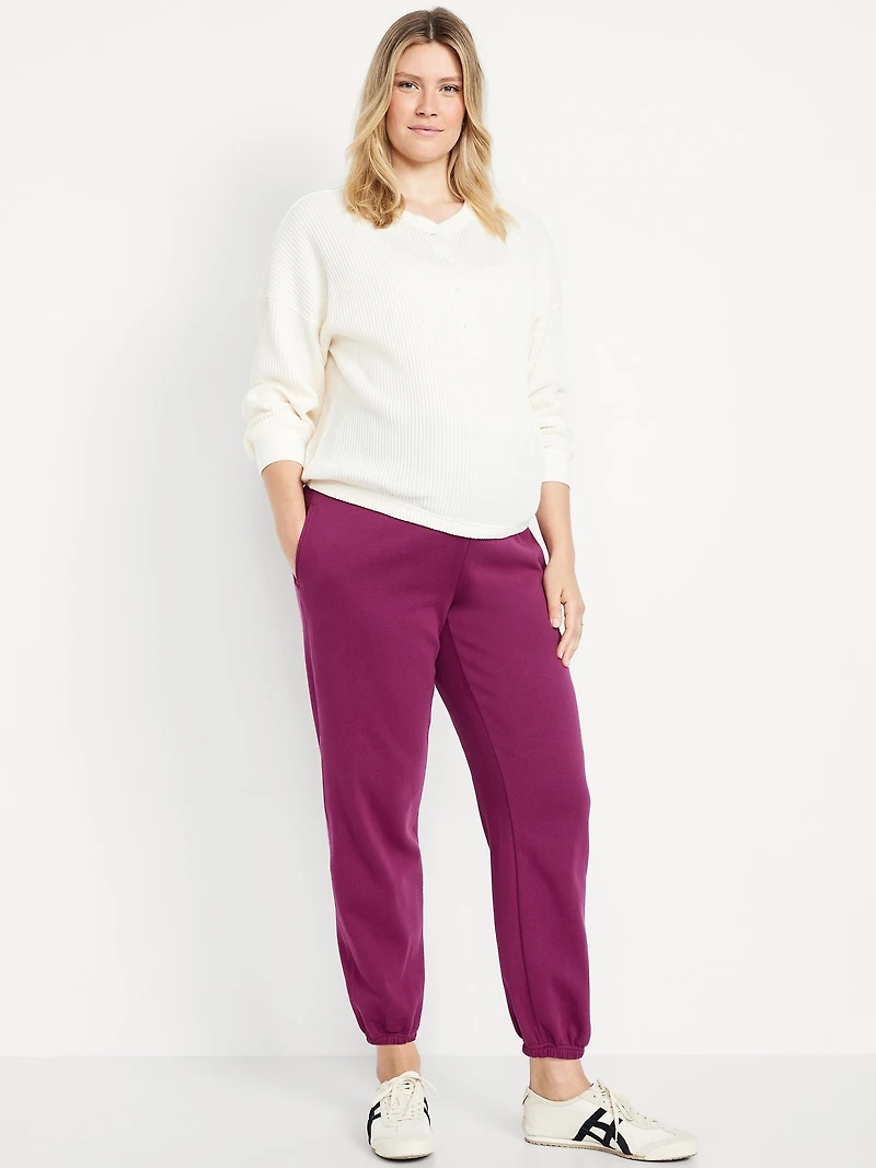 Maternity Rollover-Waist Jogger Sweatpants