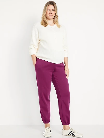 Maternity Rollover-Waist Jogger Sweatpants