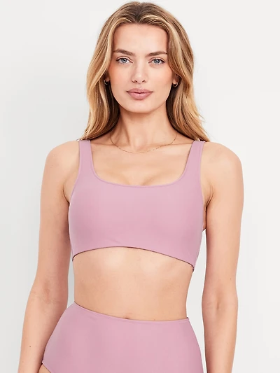 Matte Scoop-Neck Bikini Swim Top