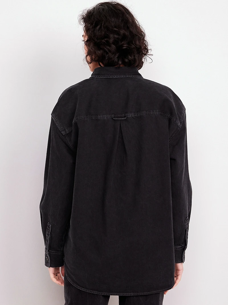 Denim Button-Down Boyfriend Shirt