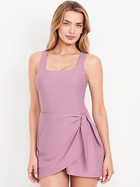 Matte Side-Tie Swim Dress
