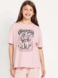 Oversized Short-Sleeve Graphic Raw-Edge T-Shirt for Girls